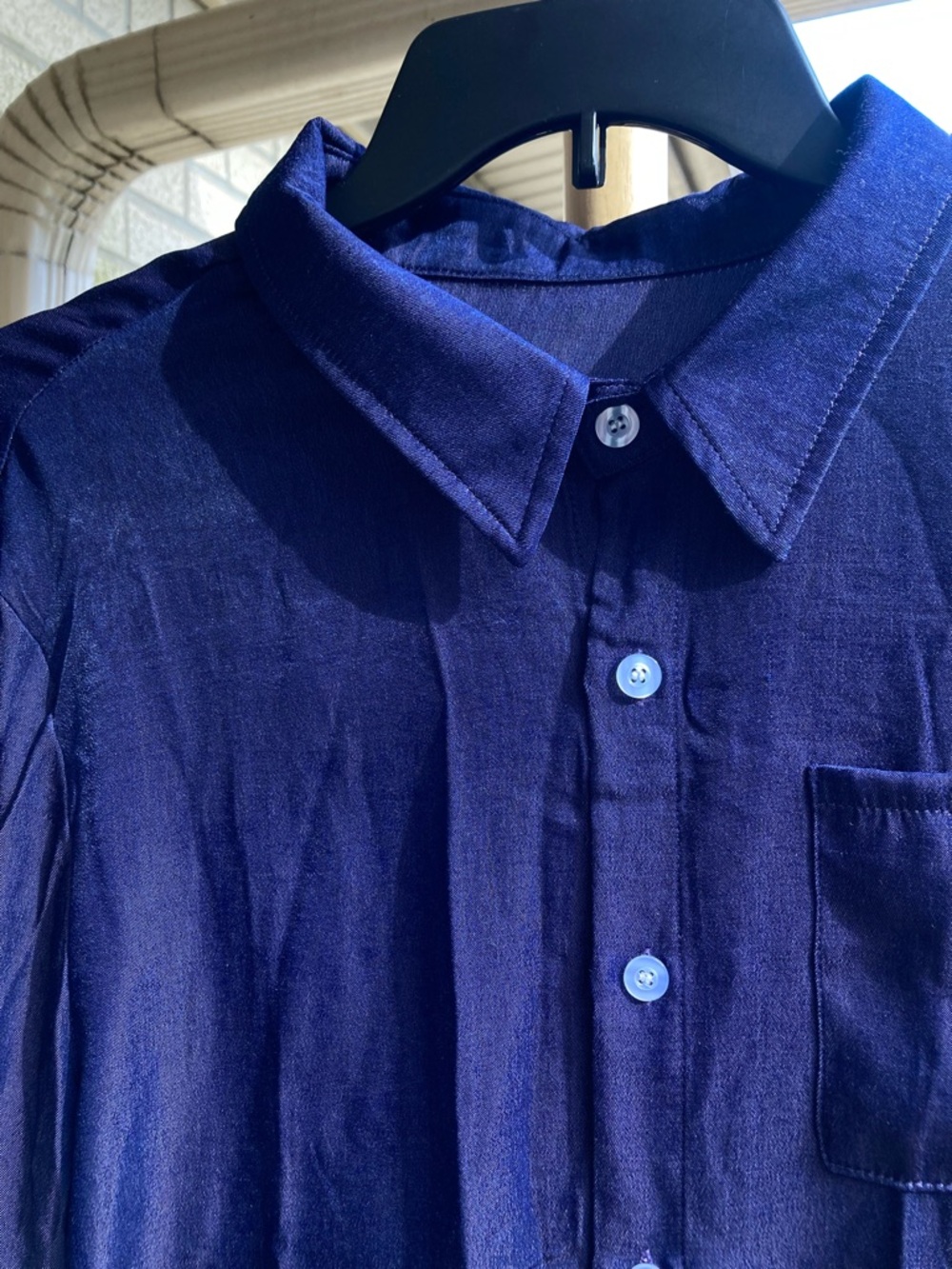 Metallic Dark Purple Slinky Super Soft Button Down Collared Shirt Whimsigoth - Picture 5 of 17